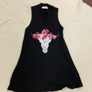 Peach love black dress